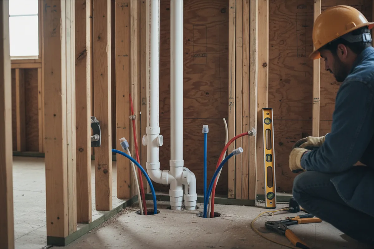 Drain and supply rough-in during Leak Detection in Cedar Park