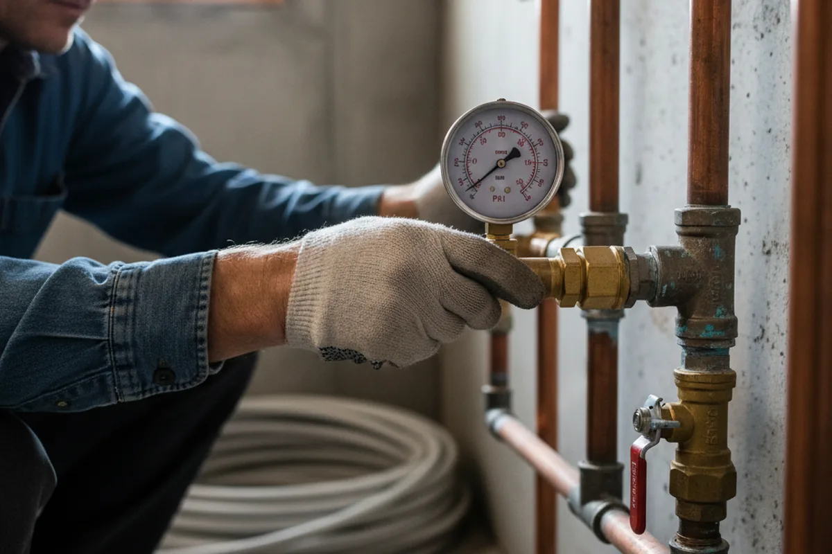 Pressure testing a repaired line during Water Line Repair in Cedar Park
